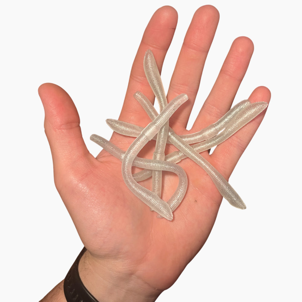 Vabca glista imitacija deževnika umetna vaba za ribolov srebrna barva v roki