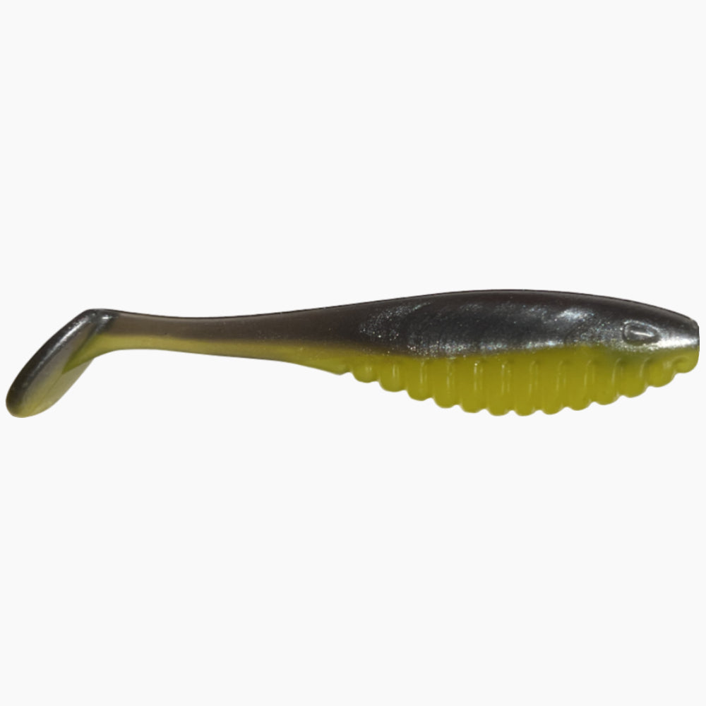 Umetna silikonska vaba Vabca Rebrast Shad 12 cm neon črna za ribolov roparskih rib